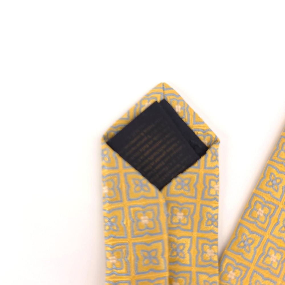Brooks Brothers Makers and Merchants Mens Tie Silk Yellow Geometric Medallion - Picture 6 of 7